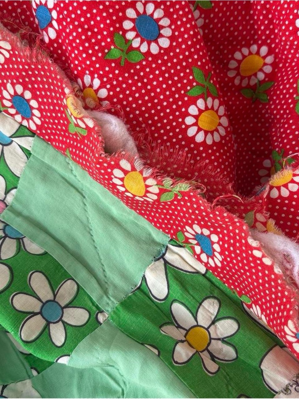 Vintage Patchwork Quilt - Multicolor Cotton Cottagecore Shabby Chic Grandmacore - Picture 8 of 9